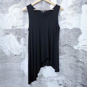 Eileen Fisher Asymmetrical Stretch Viscose Jersey Tank in Black